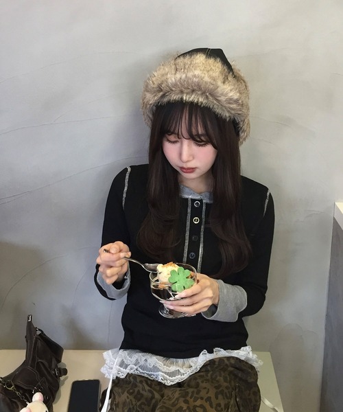 Judin(ジュディン)の「配色ニットトップス【JD】(ニット/セーター・レディース・ブラック・FREE)」の9枚目の写真