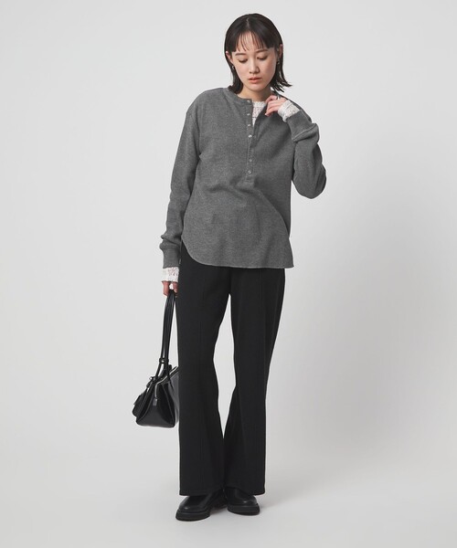 セール】＜at ease＞ヘンリーネック ワッフル プルオーバー カットソー