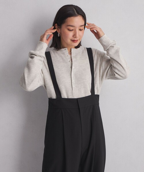 green label relaxing（グリーンレーベルリラクシング）の「＜at ease＞ヘンリーネック ワッフル プルオーバー カットソー（Tシャツ/カットソー・レディース・ダークグレー/ナチュラル/オフホワイト/ダークブラウン・FREE）」の20枚目の写真