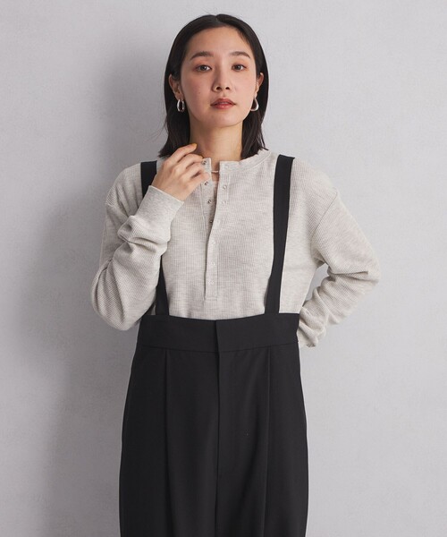 green label relaxing（グリーンレーベルリラクシング）の「＜at ease＞ヘンリーネック ワッフル プルオーバー カットソー（Tシャツ/カットソー・レディース・ダークグレー/ナチュラル/オフホワイト/ダークブラウン・FREE）」の21枚目の写真