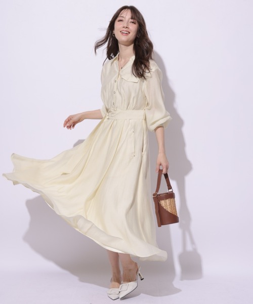 Apuweiser-riche（アプワイザーリッシェ）の「シアーシャツワンピース（ワンピース・レディース・ネイビー/ライトイエロー・0/2/1）」の10枚目の写真