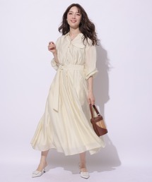 Apuweiser-riche シアーシャツ半袖ワンピース ネイビー Apuweiser-riche シアーシャツ半袖ワンピース