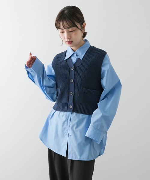 SENSE OF PLACE by URBAN RESEARCH（センスオブプレイスバイアーバンリサーチ）の「クロップドニットベスト（ベスト・レディース・チャコールグレー/アイボリー/ネイビー・ONE）」の11枚目の写真