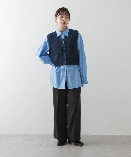 SENSE OF PLACE by URBAN RESEARCH（センスオブプレイスバイアーバンリサーチ）の「クロップドニットベスト（ベスト・レディース・チャコールグレー/アイボリー/ネイビー・ONE）」の14枚目の写真