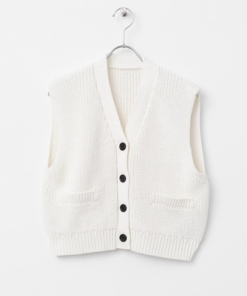 SENSE OF PLACE by URBAN RESEARCH（センスオブプレイスバイアーバンリサーチ）の「クロップドニットベスト（ベスト・レディース・チャコールグレー/アイボリー/ネイビー・ONE）」の19枚目の写真