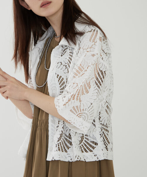 レースシャツ 春夏トレンドキーワード/lace】ショート丈レースシャツ（シャツ
