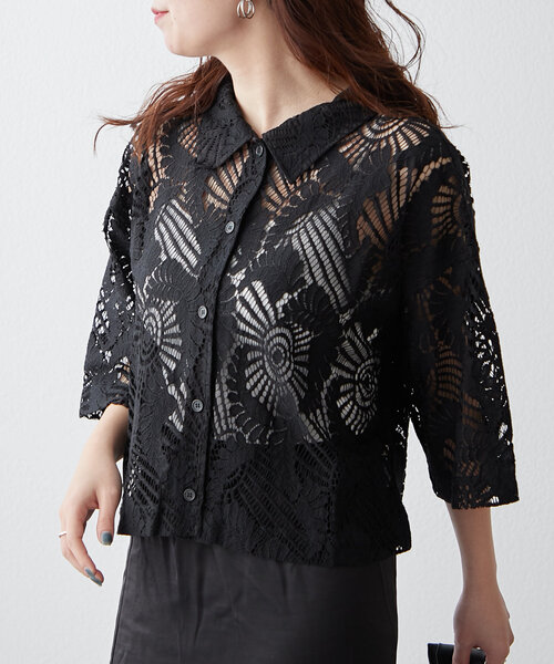 NAO(ナオ)の「【春夏トレンドキーワード/lace】ショート丈レースシャツ(シャツ/ブラウス・レディース・ブラック/オフホワイト/アイボリー・FREE)」の17枚目の写真