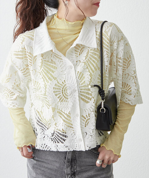 NAO(ナオ)の「【春夏トレンドキーワード/lace】ショート丈レースシャツ(シャツ/ブラウス・レディース・ブラック/オフホワイト/アイボリー・FREE)」の20枚目の写真