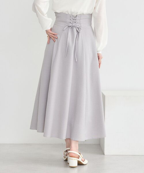 earth music&ecology(アースミュージックアンドエコロジー)の「バックレースアップスカート(スカート・レディース・グレー/ブルー系その他7/ブラック/アイボリー・M/S)」の3枚目の写真