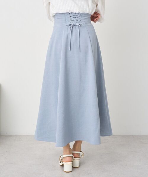 earth music&ecology(アースミュージックアンドエコロジー)の「バックレースアップスカート(スカート・レディース・グレー/ブルー系その他7/ブラック/アイボリー・M/S)」の4枚目の写真