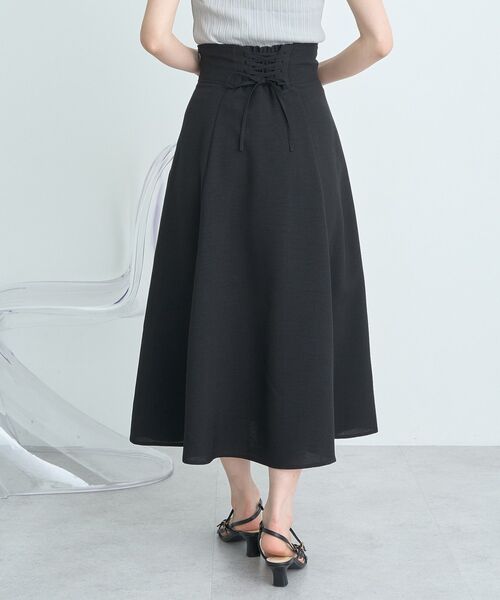 earth music&ecology(アースミュージックアンドエコロジー)の「バックレースアップスカート(スカート・レディース・グレー/ブルー系その他7/ブラック/アイボリー・M/S)」の1枚目の写真