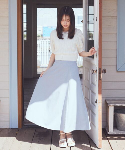 earth music&ecology(アースミュージックアンドエコロジー)の「バックレースアップスカート(スカート・レディース・グレー/ブルー系その他7/ブラック/アイボリー・M/S)」の10枚目の写真