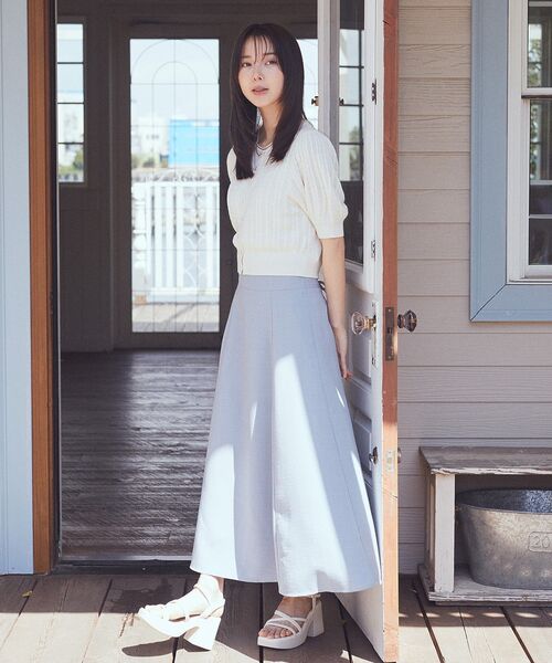 earth music&ecology(アースミュージックアンドエコロジー)の「バックレースアップスカート(スカート・レディース・グレー/ブルー系その他7/ブラック/アイボリー・M/S)」の12枚目の写真