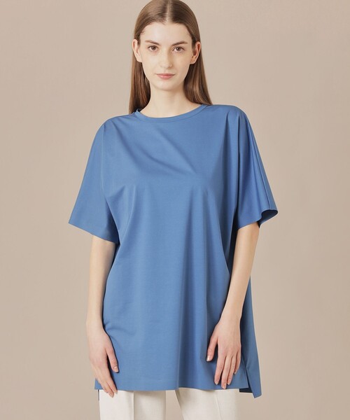 MACKINTOSH LONDON（マッキントッシュ ロンドン）の「【The Essential Collection】プレーティング天竺半袖ロングＴシャツ（Tシャツ/カットソー・レディース・ブルー系その他4/オフホワイト/イエロー/ネイビー・38）」の3枚目の写真