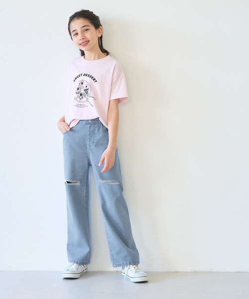 coca(coca)(コカ)の「【WEB限定セール】キッズ ダメージ加工デニムロングパンツ(デニムパンツ・キッズ・ブラック/ライトブルー・120/130/140/150)」の3枚目の写真