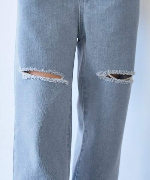coca(coca)(コカ)の「【WEB限定セール】キッズ ダメージ加工デニムロングパンツ(デニムパンツ・キッズ・ブラック/ライトブルー・120/130/140/150)」の6枚目の写真