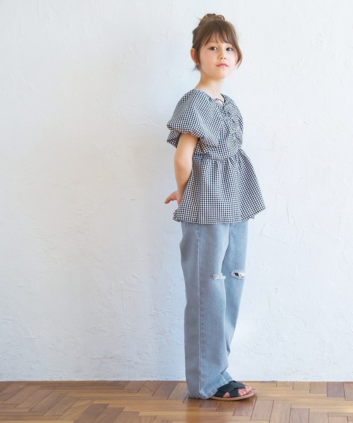 coca(coca)(コカ)の「【WEB限定セール】キッズ ダメージ加工デニムロングパンツ(デニムパンツ・キッズ・ブラック/ライトブルー・120/130/140/150)」の8枚目の写真