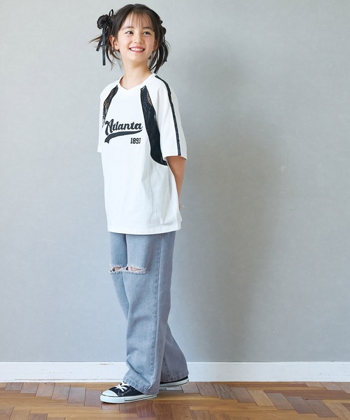 coca(coca)(コカ)の「【WEB限定セール】キッズ ダメージ加工デニムロングパンツ(デニムパンツ・キッズ・ブラック/ライトブルー・120/130/140/150)」の9枚目の写真
