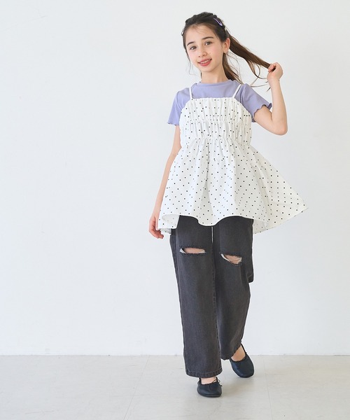coca(coca)(コカ)の「【WEB限定セール】キッズ ダメージ加工デニムロングパンツ(デニムパンツ・キッズ・ブラック/ライトブルー・120/130/140/150)」の12枚目の写真