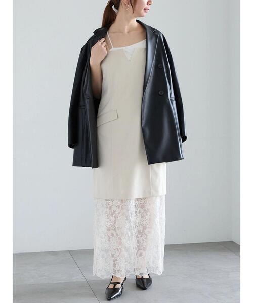 Te chichi(テチチ)の「レースレイヤードジャンスカ《2025spring catalog item》(ワンピース・レディース・オフホワイト/チャコールグレー・F)」の5枚目の写真
