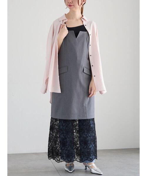 Te chichi(テチチ)の「レースレイヤードジャンスカ《2025spring catalog item》(ワンピース・レディース・オフホワイト/チャコールグレー・F)」の6枚目の写真