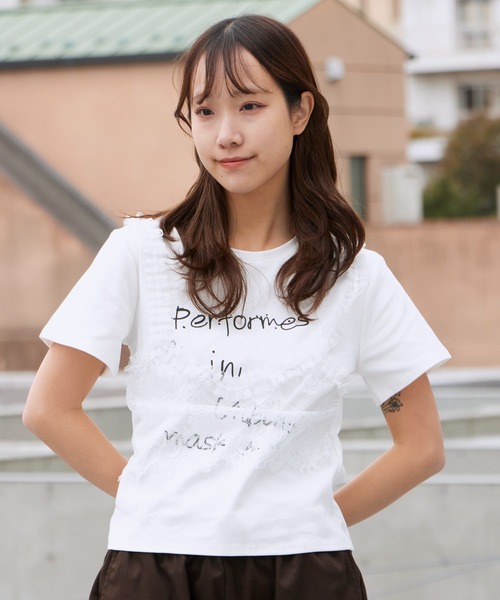 ROOPTOKYO(ループトウキョウ)の「2WAYレースビスチェ Tシャツ 秋物 秋服 2026年秋冬(Tシャツ/カットソー・レディース・ブラック/ホワイト/グレー・FREE)」の2枚目の写真