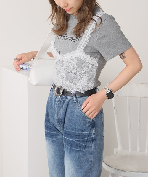 ROOPTOKYO(ループトウキョウ)の「2WAYレースビスチェ Tシャツ 秋物 秋服 2026年秋冬(Tシャツ/カットソー・レディース・ブラック/ホワイト/グレー・FREE)」の17枚目の写真