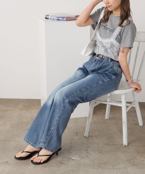 ROOPTOKYO(ループトウキョウ)の「2WAYレースビスチェ Tシャツ 秋物 秋服 2026年秋冬(Tシャツ/カットソー・レディース・ブラック/ホワイト/グレー・FREE)」の19枚目の写真