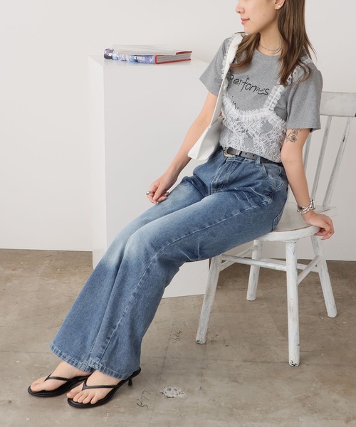 ROOPTOKYO(ループトウキョウ)の「2WAYレースビスチェ Tシャツ 秋物 秋服 2026年秋冬(Tシャツ/カットソー・レディース・ブラック/ホワイト/グレー・FREE)」の20枚目の写真