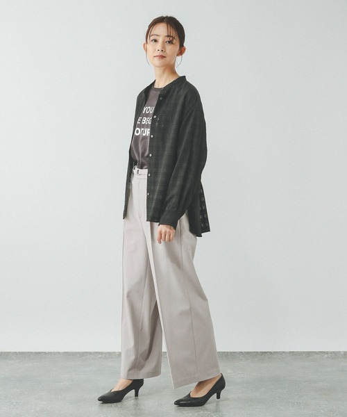 かどやんページ GLOBAL WORK ブラウス シャツ アソート柄シアーシャツ/288604