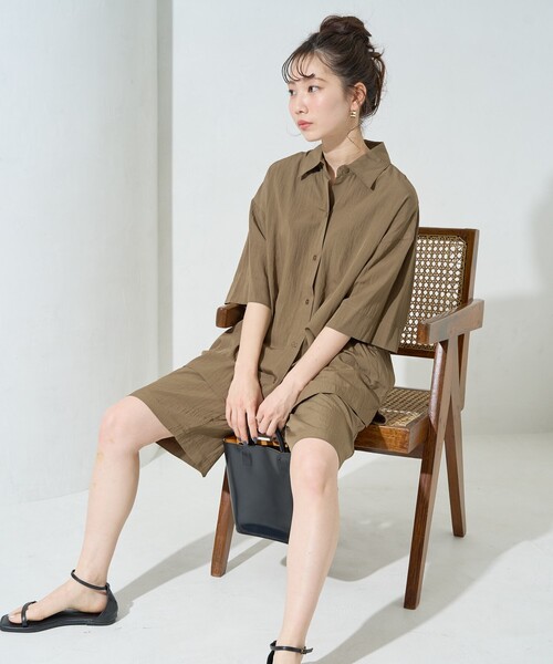 FREAK'S STORE(フリークスストア)の「限定展開 ワッシャー加工 半袖 シャツ ショーツ セットアップ(その他パンツ・レディース・ブラック/ネイビー/ブラウン/ナチュラル・SMALL/MEDIUM)」の3枚目の写真