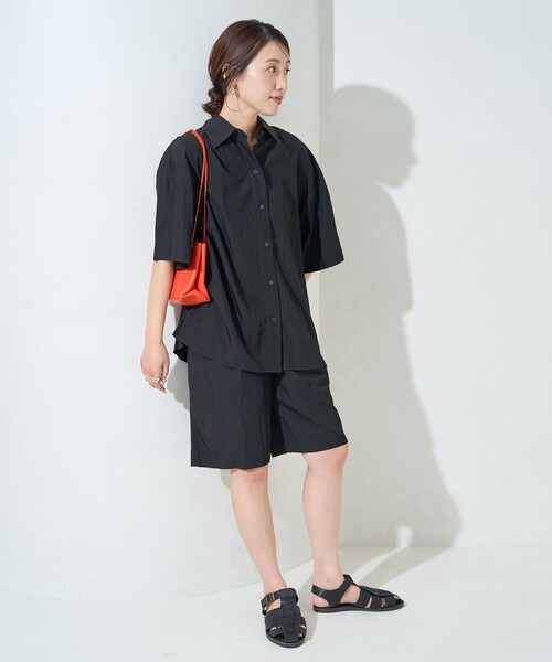 FREAK'S STORE(フリークスストア)の「限定展開 ワッシャー加工 半袖 シャツ ショーツ セットアップ(その他パンツ・レディース・ブラック/ネイビー/ブラウン/ナチュラル・SMALL/MEDIUM)」の2枚目の写真