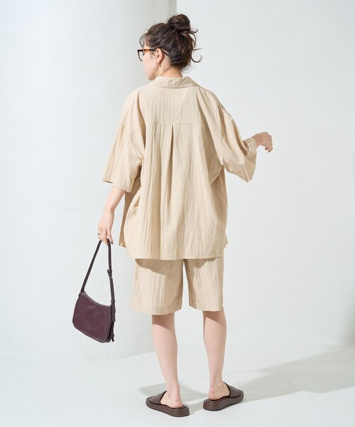 FREAK'S STORE(フリークスストア)の「限定展開 ワッシャー加工 半袖 シャツ ショーツ セットアップ(その他パンツ・レディース・ブラック/ネイビー/ブラウン/ナチュラル・SMALL/MEDIUM)」の6枚目の写真