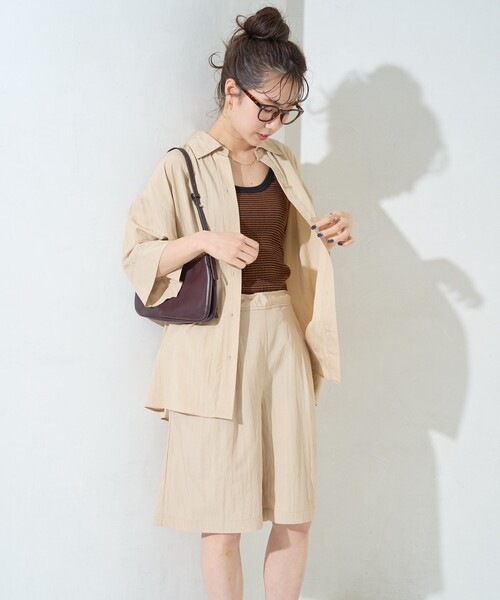 FREAK'S STORE(フリークスストア)の「限定展開 ワッシャー加工 半袖 シャツ ショーツ セットアップ(その他パンツ・レディース・ブラック/ネイビー/ブラウン/ナチュラル・SMALL/MEDIUM)」の10枚目の写真