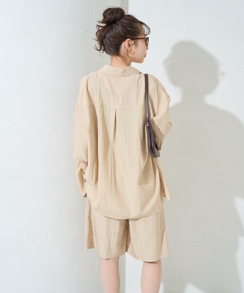 FREAK'S STORE(フリークスストア)の「限定展開 ワッシャー加工 半袖 シャツ ショーツ セットアップ(その他パンツ・レディース・ブラック/ネイビー/ブラウン/ナチュラル・SMALL/MEDIUM)」の11枚目の写真