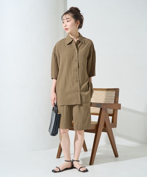 FREAK'S STORE(フリークスストア)の「限定展開 ワッシャー加工 半袖 シャツ ショーツ セットアップ(その他パンツ・レディース・ブラック/ネイビー/ブラウン/ナチュラル・SMALL/MEDIUM)」の14枚目の写真
