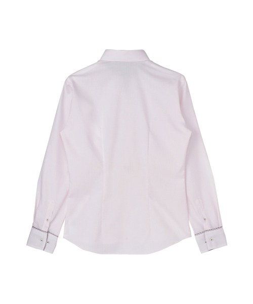 TOKYO SHIRTS(トウキョウシャツ)の「透け防止 形態安定ノーアイロン スキッパー 長袖ビジネスワイシャツ(ビジネスシャツ・レディース・ピンク・LL/M/L/XS/S/XL)」の2枚目の写真