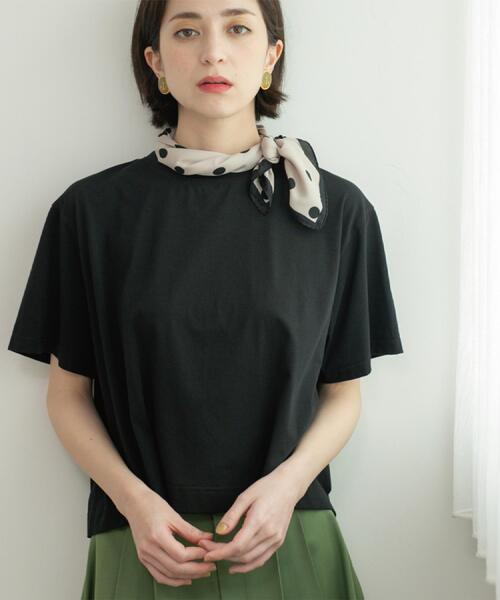 tシャツ クルーネックバックフレアTシャツ-手洗い可- レディース セール】バックフレアショートTシャツ【洗濯機洗い可】（Tシャツ
