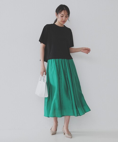 OPAQUE.CLIP（オペークドットクリップ）の「バックフレアショートTシャツ【洗濯機洗い可】（Tシャツ/カットソー・レディース・ホワイト/グリーン/ブラック/ブラウン系その他・38/40/42/36）」の17枚目の写真