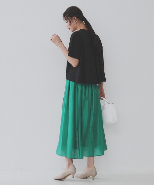 OPAQUE.CLIP（オペークドットクリップ）の「バックフレアショートTシャツ【洗濯機洗い可】（Tシャツ/カットソー・レディース・ホワイト/グリーン/ブラック/ブラウン系その他・38/40/42/36）」の18枚目の写真