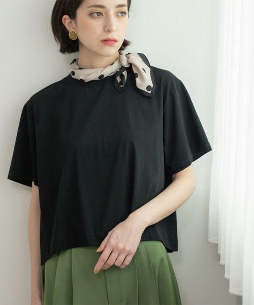 OPAQUE.CLIP（オペークドットクリップ）の「バックフレアショートTシャツ【洗濯機洗い可】（Tシャツ/カットソー・レディース・ホワイト/グリーン/ブラック/ブラウン系その他・38/40/42/36）」の3枚目の写真