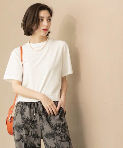 OPAQUE.CLIP（オペークドットクリップ）の「バックフレアショートTシャツ【洗濯機洗い可】（Tシャツ/カットソー・レディース・ホワイト/グリーン/ブラック/ブラウン系その他・38/40/42/36）」の7枚目の写真