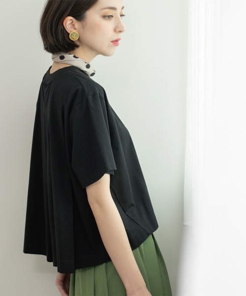 OPAQUE.CLIP（オペークドットクリップ）の「バックフレアショートTシャツ【洗濯機洗い可】（Tシャツ/カットソー・レディース・ホワイト/グリーン/ブラック/ブラウン系その他・38/40/42/36）」の21枚目の写真