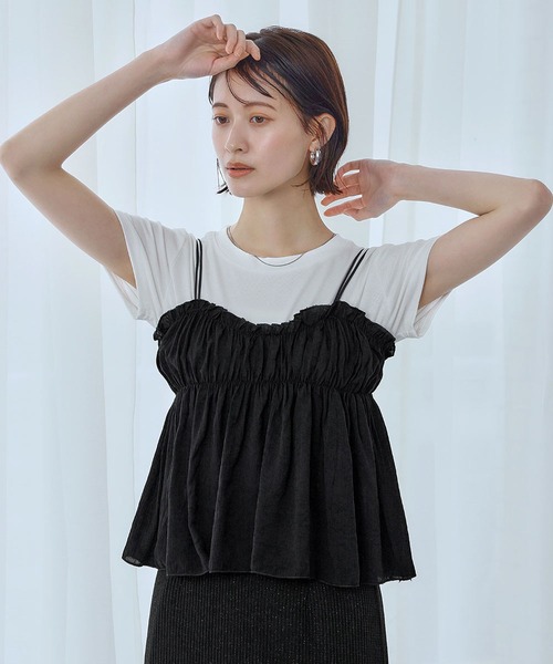 tシャツ フリルキャミセット レディース セール】レースキャミセットTシャツ（Tシャツ/カットソー