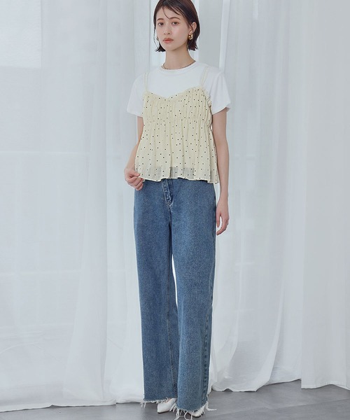 Ampirula(アンピルーラ)の「シフォンキャミセットTシャツ セット(Tシャツ/カットソー・レディース・ブラック系/アイボリー/ホワイト系/ブラック・FREE)」の9枚目の写真