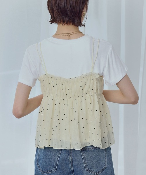 Ampirula(アンピルーラ)の「シフォンキャミセットTシャツ セット(Tシャツ/カットソー・レディース・ブラック系/アイボリー/ホワイト系/ブラック・FREE)」の10枚目の写真
