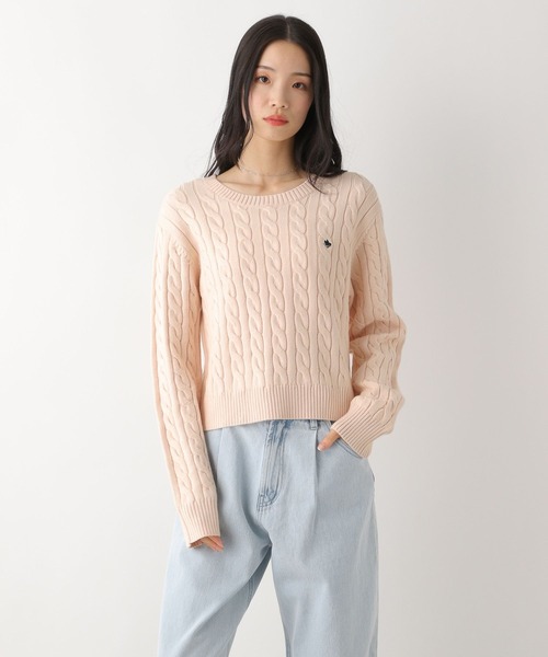 Heather(ヘザー)の「【POLO BCS(ポロ・ビーシーエス)】ケーブルニット 320002(ニット/セーター・レディース・アイボリー/グリーン/ピンク/グレー/ベージュ・FREE)」の7枚目の写真