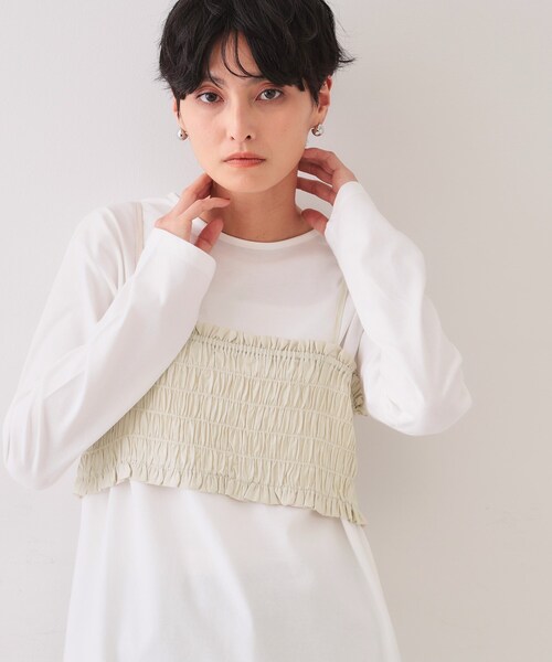 OPAQUE.CLIP(オペークドットクリップ)の「《ツインセット》シャーリングビスチェ×ロングTシャツ【洗濯機洗い可】(その他トップス・レディース・ベージュ系その他7/ブラック系4・38/40/42)」の3枚目の写真