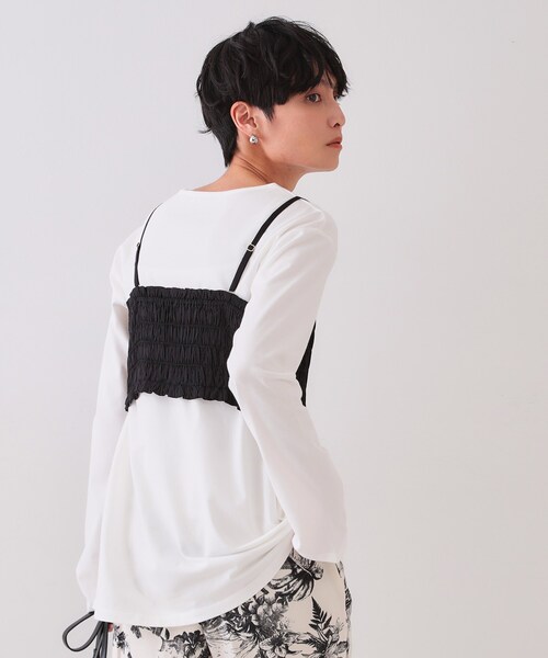 OPAQUE.CLIP(オペークドットクリップ)の「《ツインセット》シャーリングビスチェ×ロングTシャツ【洗濯機洗い可】(その他トップス・レディース・ベージュ系その他7/ブラック系4・38/40/42)」の8枚目の写真