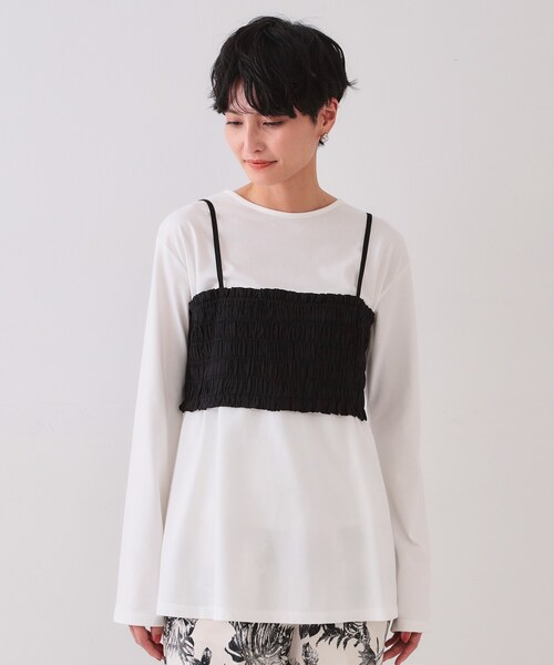 OPAQUE.CLIP(オペークドットクリップ)の「《ツインセット》シャーリングビスチェ×ロングTシャツ【洗濯機洗い可】(その他トップス・レディース・ベージュ系その他7/ブラック系4・38/40/42)」の14枚目の写真